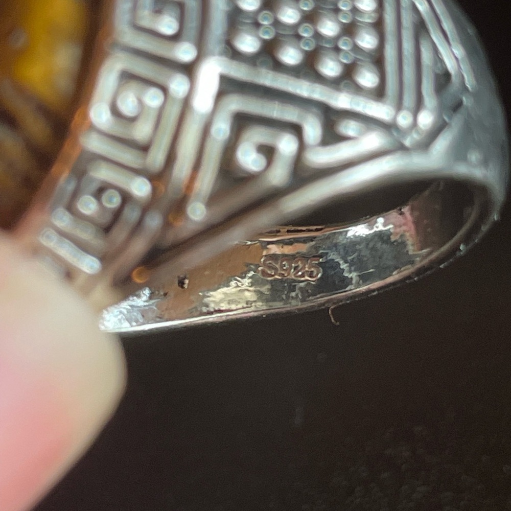 Tigers eye stone silver ring size 9 - Picture 9 of 9